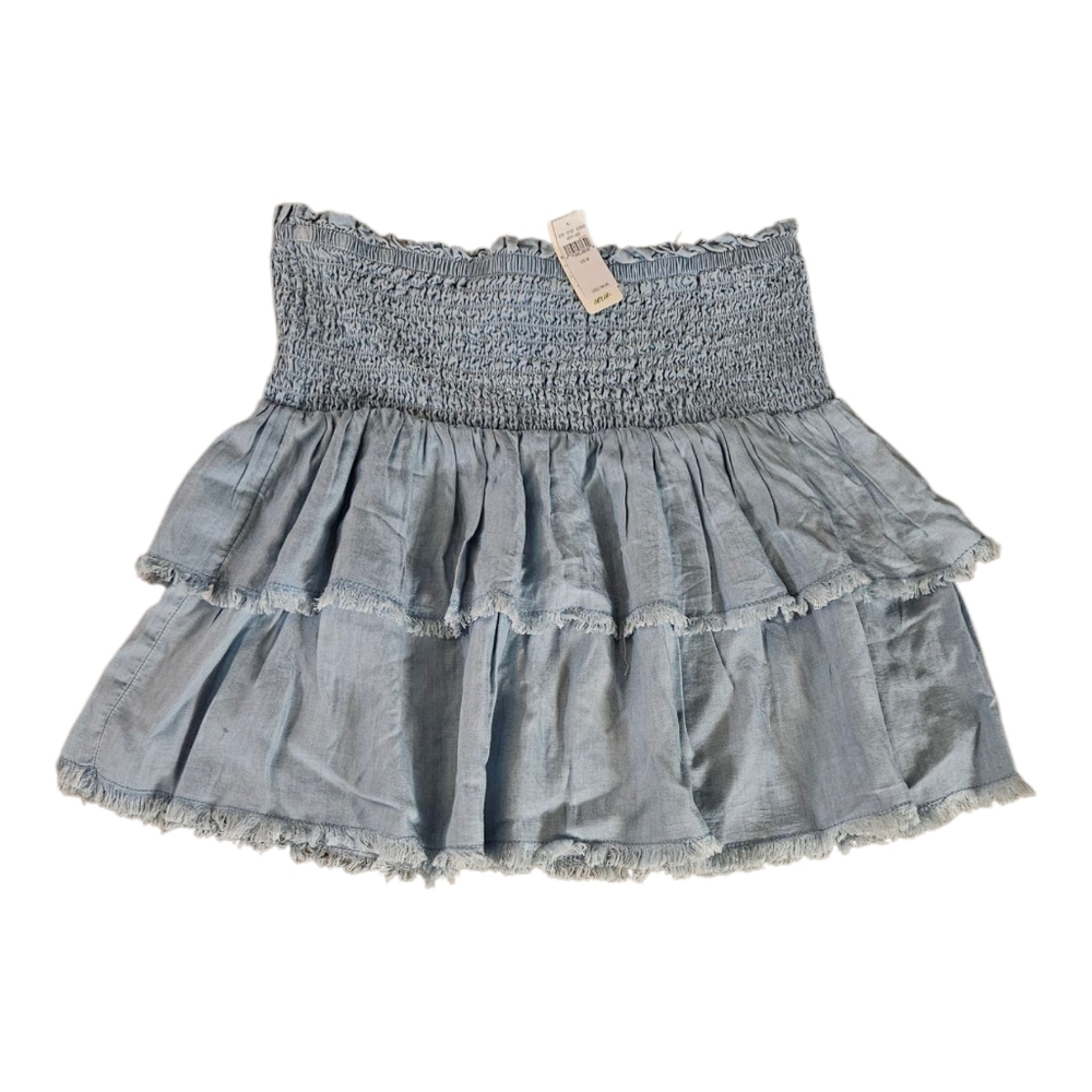 AERIE Blue Ruffle Mini Skirt Women’s Size M Stretchy Flowy